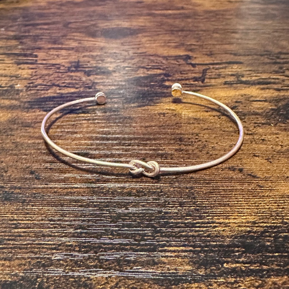 Plunder Delicate Gold-Tone Knot Open Bangle Bracelet